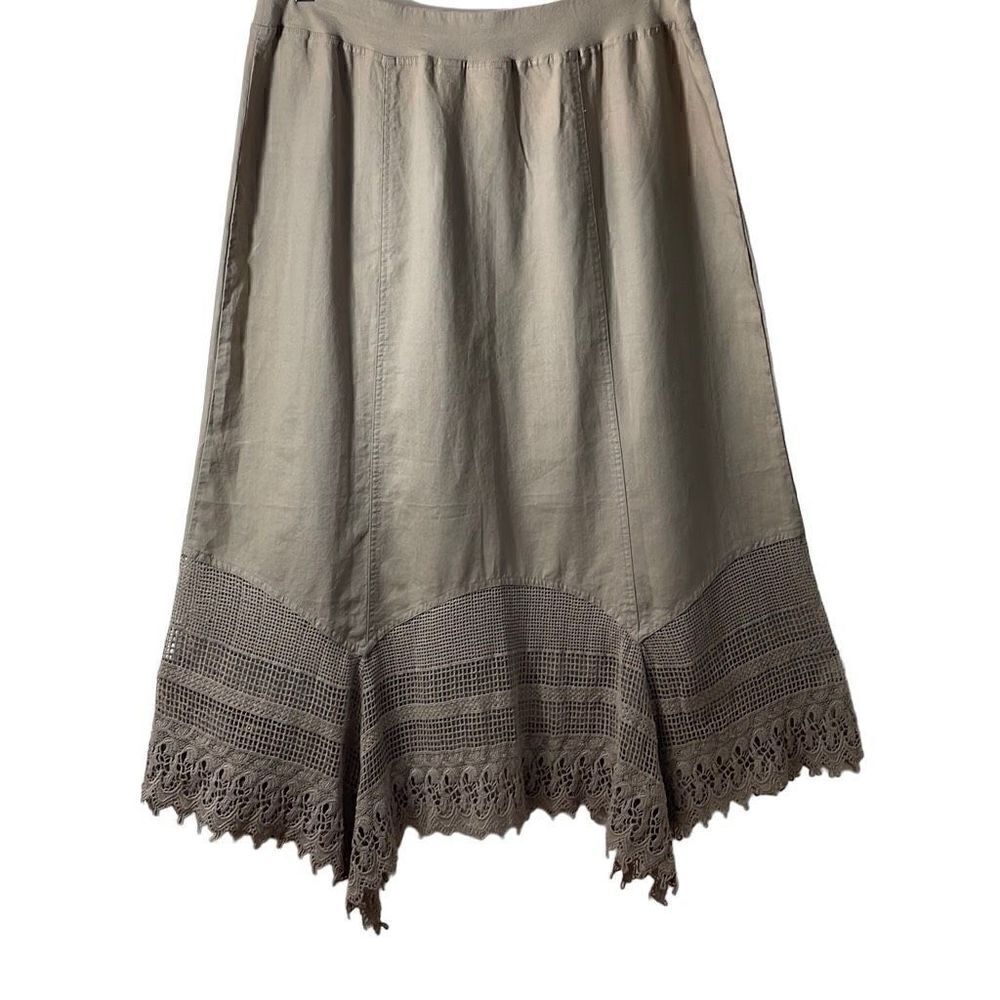 Chico’s hanky hem wide lace neutral beige ecru maxi skirt M (Chico’s 2)